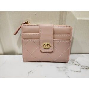 Crisscross Pattern Buckle Wallet In Pink